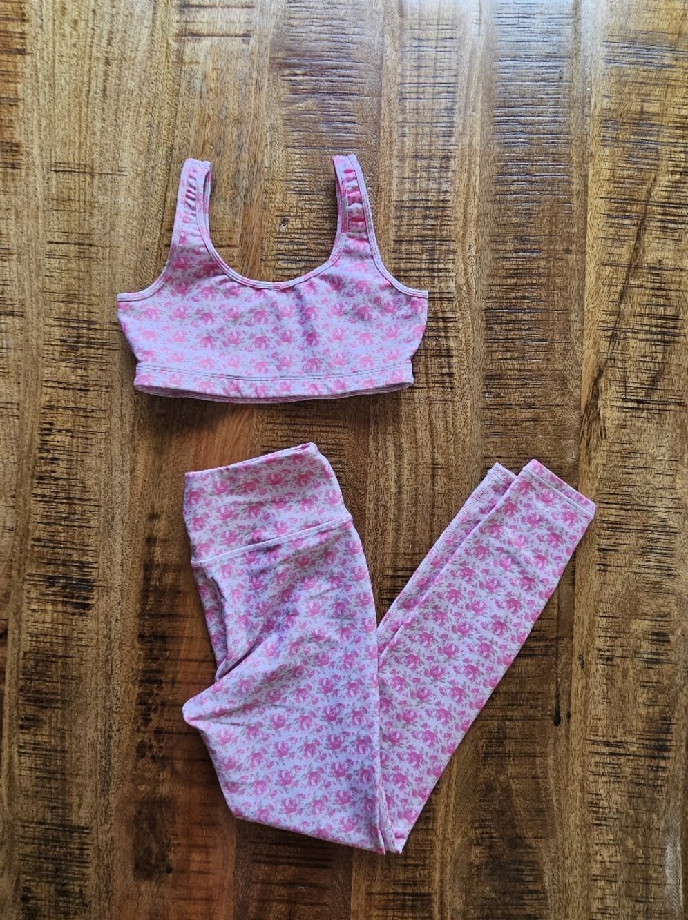 SOlD LoveShackFancy Pink Floral Active Tank Top And Leggings Small